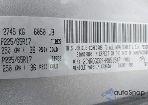 2017 Dodge Grand Caravan Sxt z USA, uszkodzony, nr VIN 2C4RDGCG5HR851547